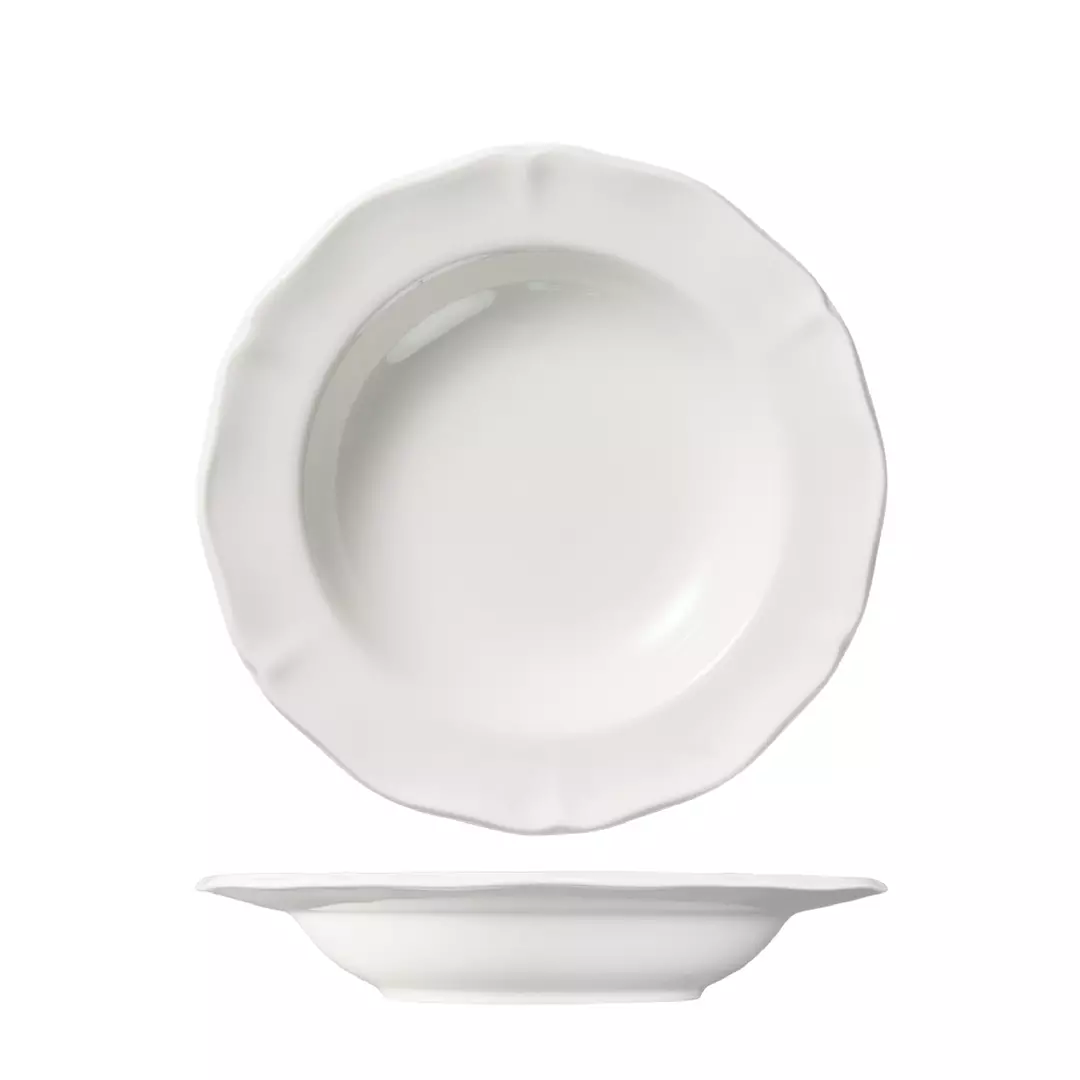 Luzerne Soup/Pasta Scalloped Wide Rim Bowl Astoria White 530ml