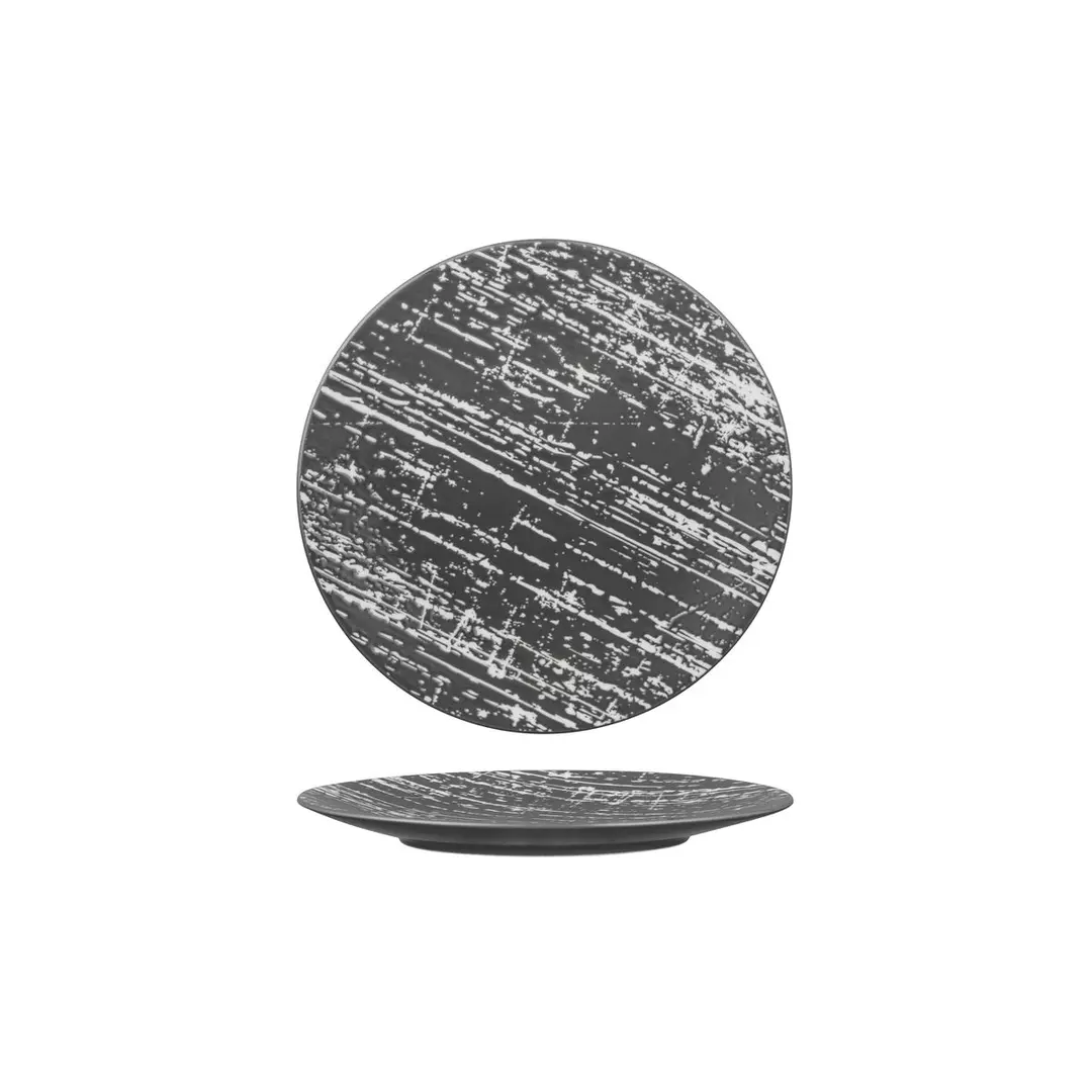 Luzerne Drizzle Grey With White Round Flat Coupe Plate 210mm