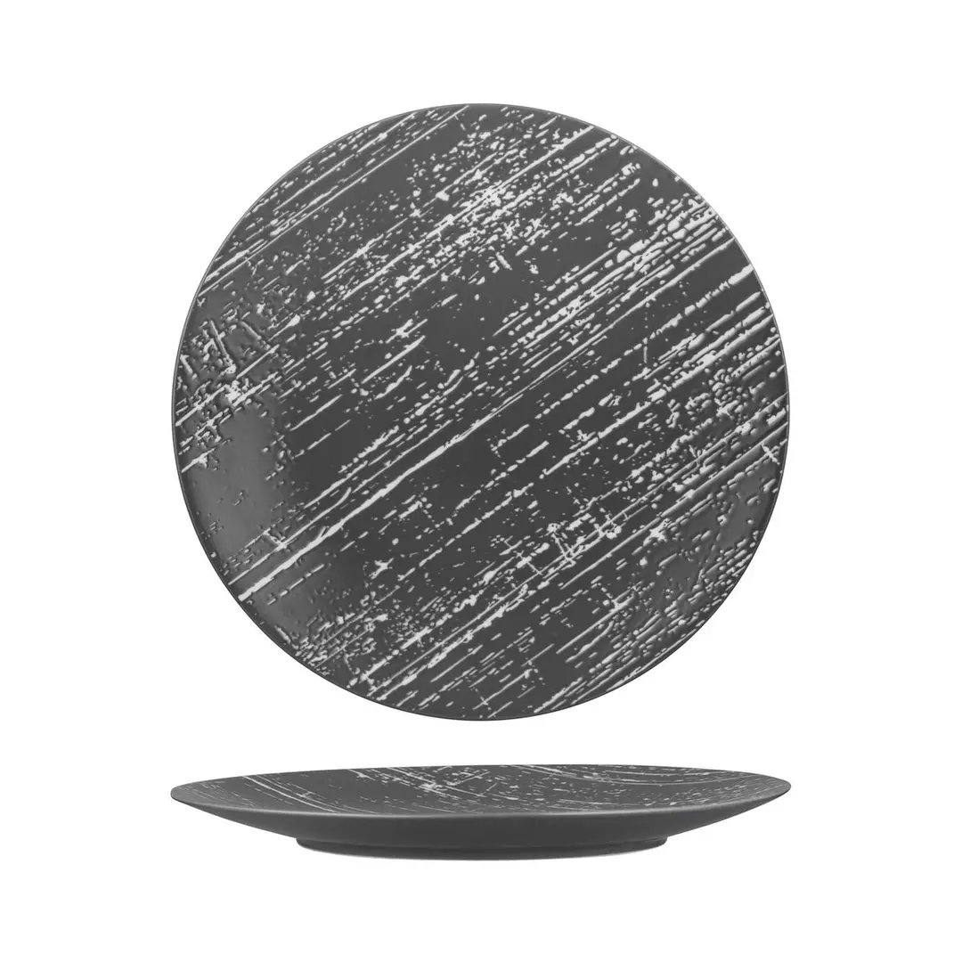 Luzerne Drizzle Grey With White Round Flat Coupe Plate 280mm