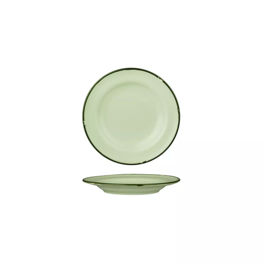 Luzerne TinTin Green / Green Round Plate - Wide Rim 170mm