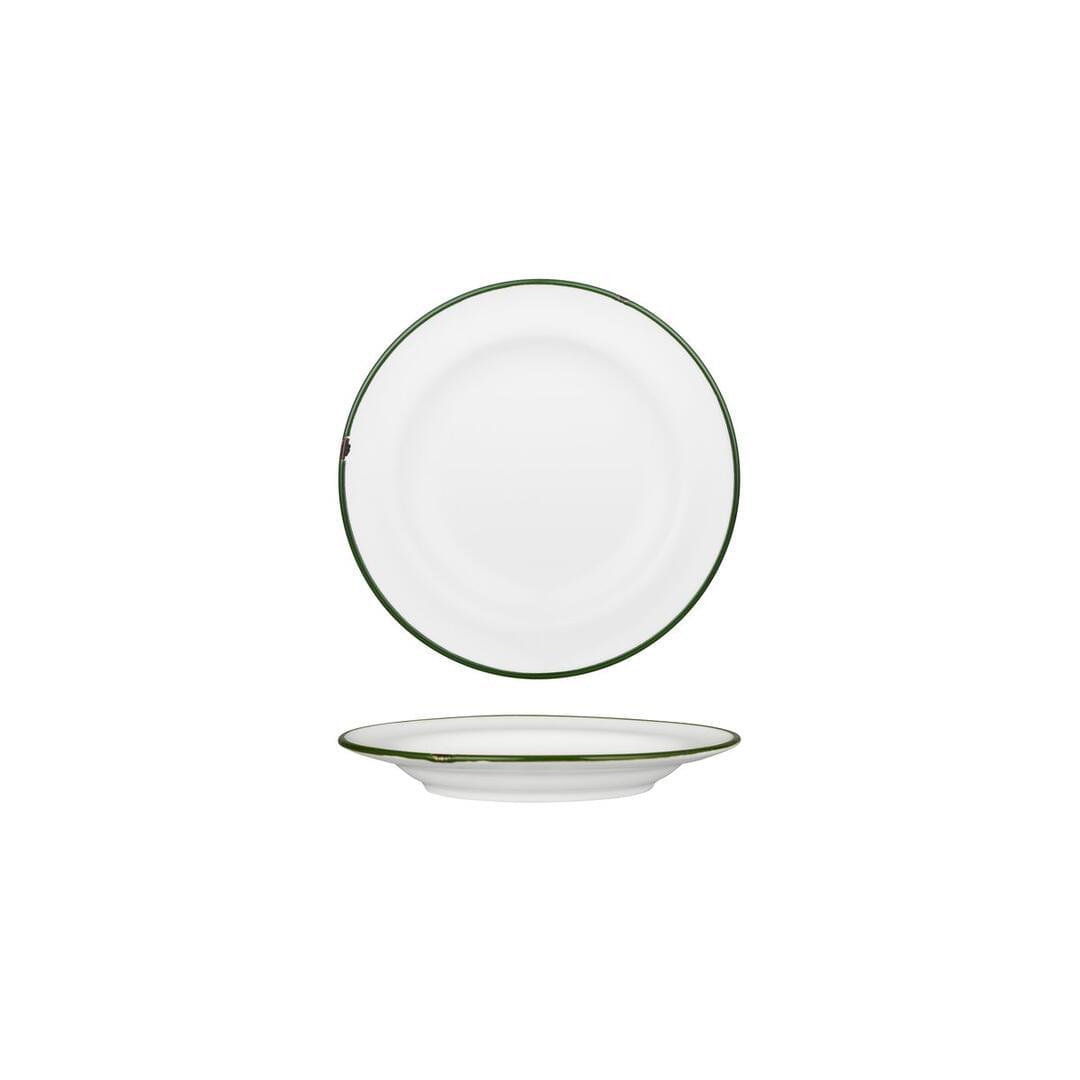 Luzerne TinTin White / Green Round Plate - Wide Rim 170mm
