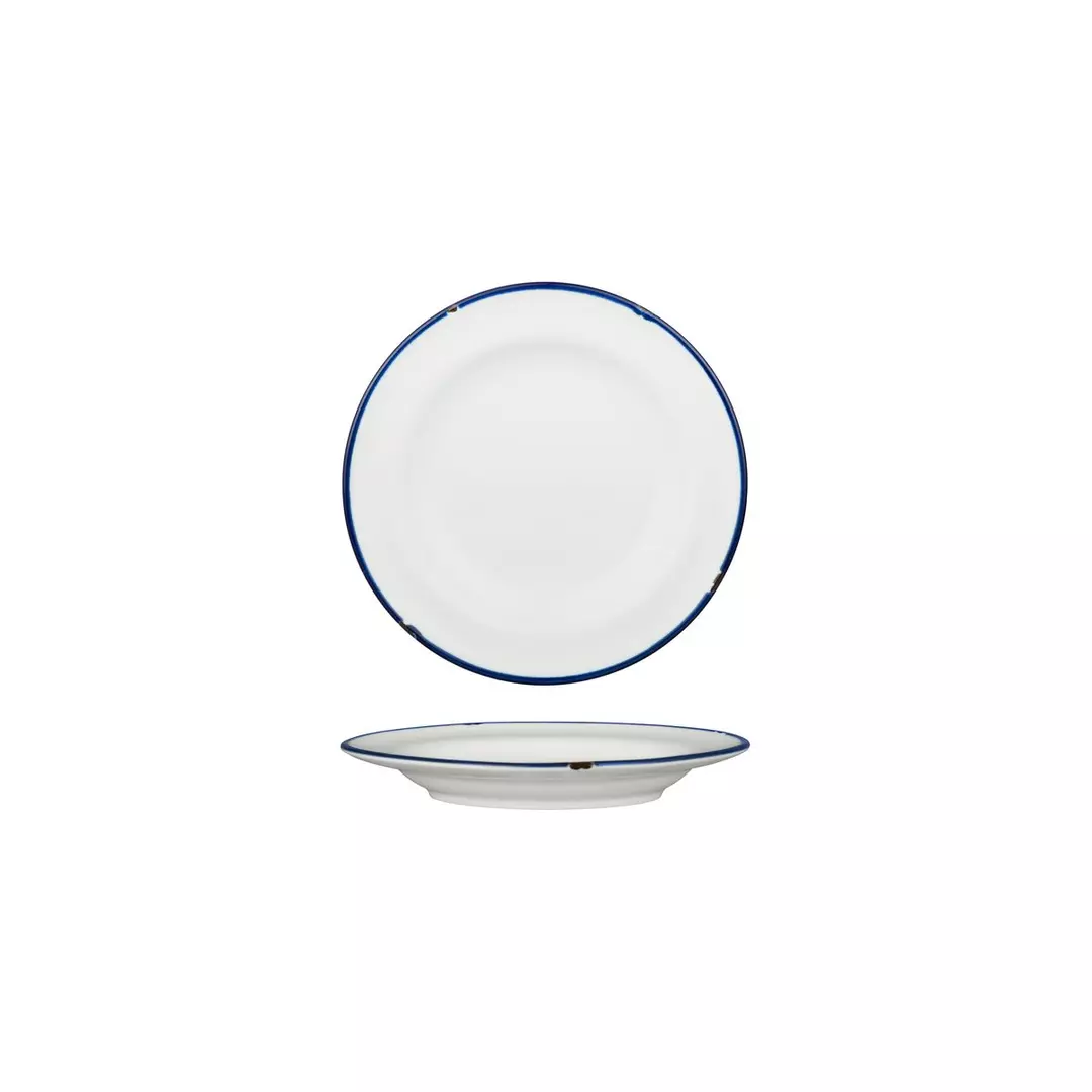 Luzerne TinTin White / Navy Round Plate - Wide Rim 170mm