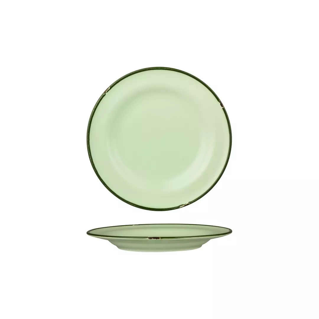 Luzerne TinTin Green / Green Round Plate - Wide Rim 210mm