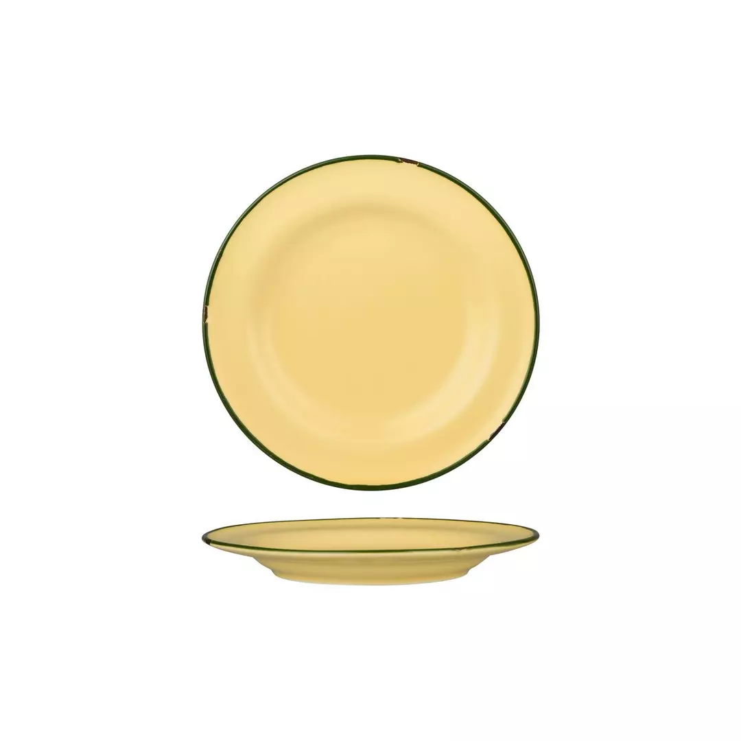 Luzerne TinTin Sand / Green Round Plate - Wide Rim 210mm