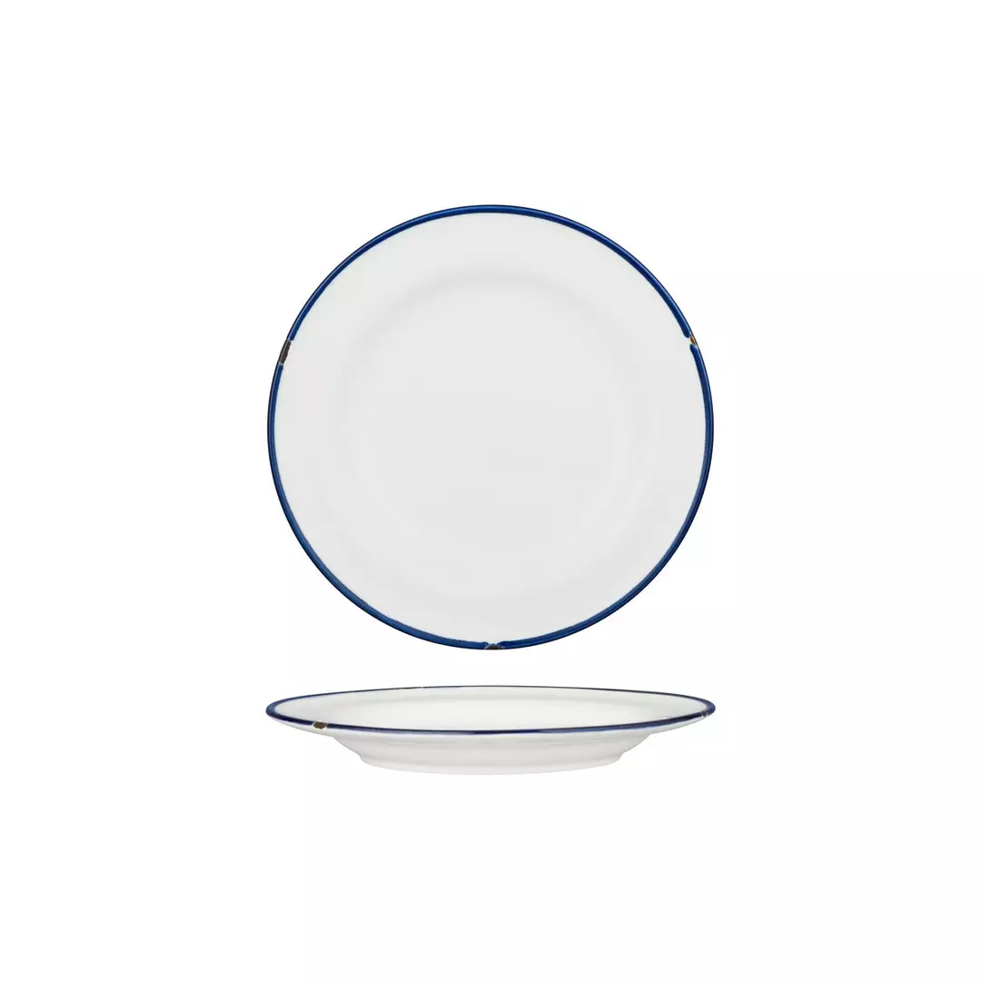 Luzerne TinTin White / Navy Round Plate - Wide Rim 210mm