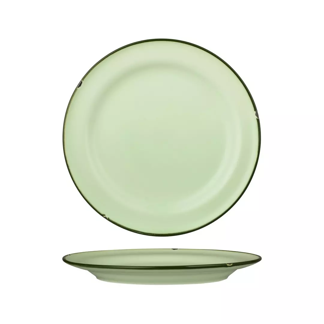 Luzerne TinTin Green / Green Round Plate - Wide Rim 270mm