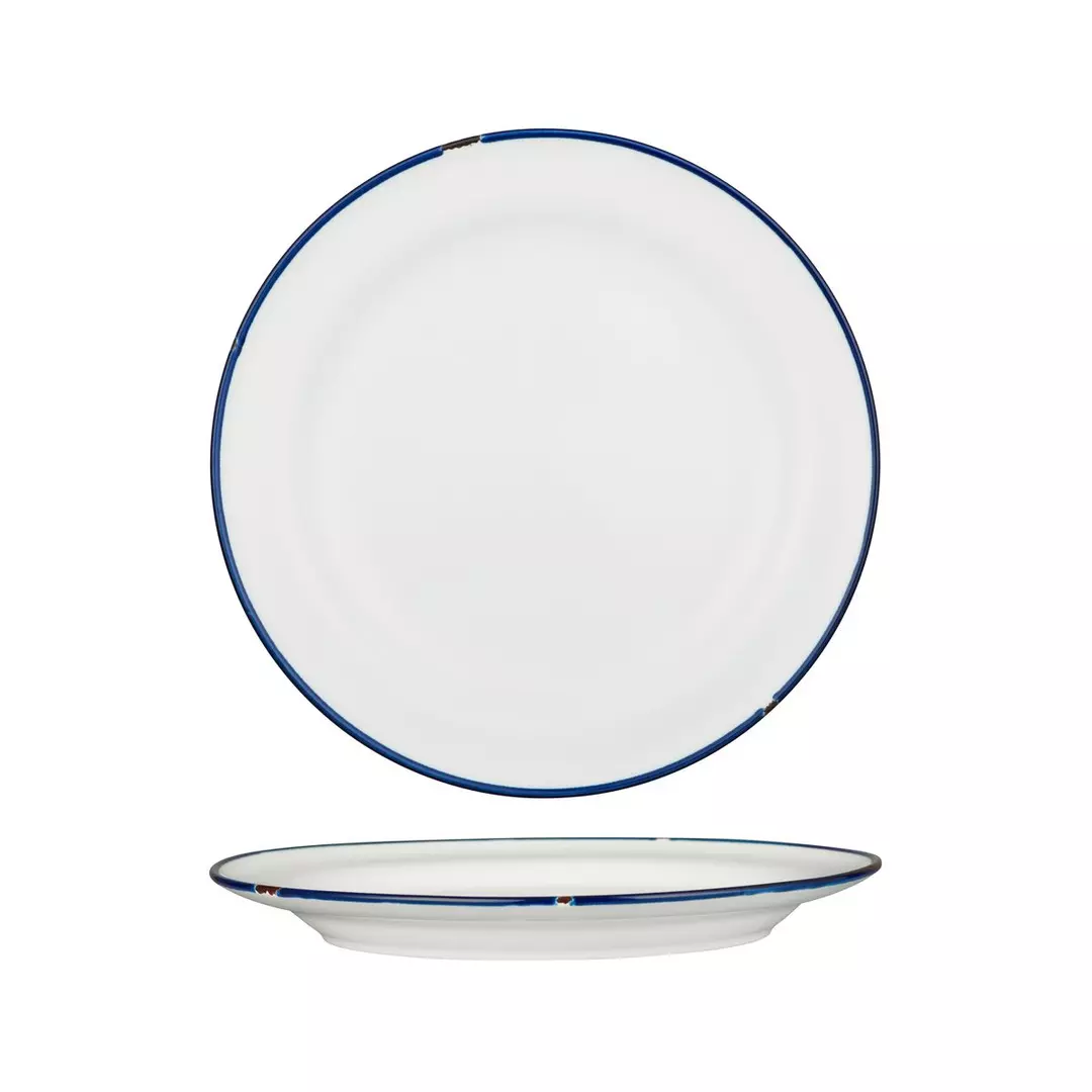 Luzerne TinTin White / Navy Round Plate - Wide Rim 270mm