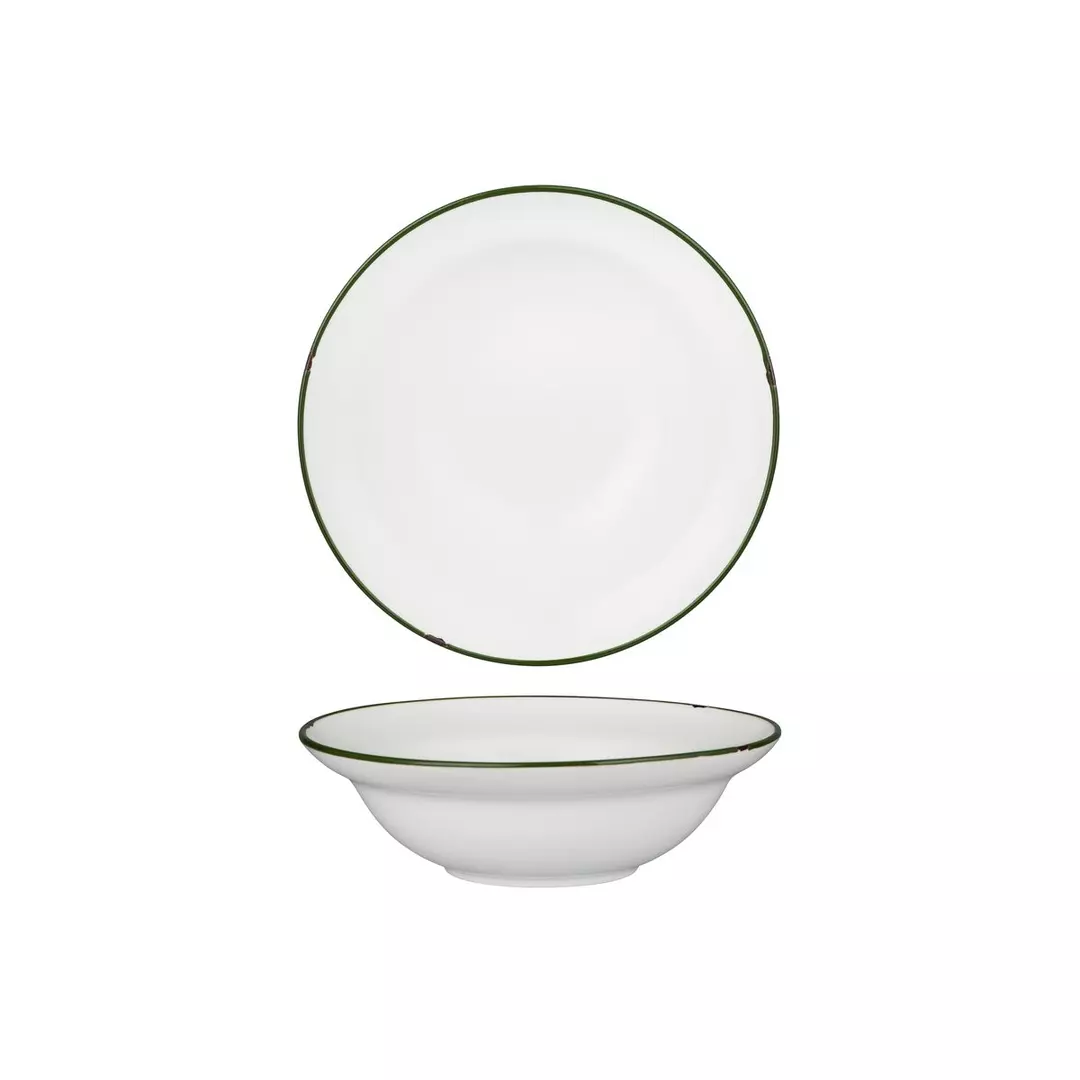 Luzerne TinTin White / Green Round Deep Plate / Bowl 356ml