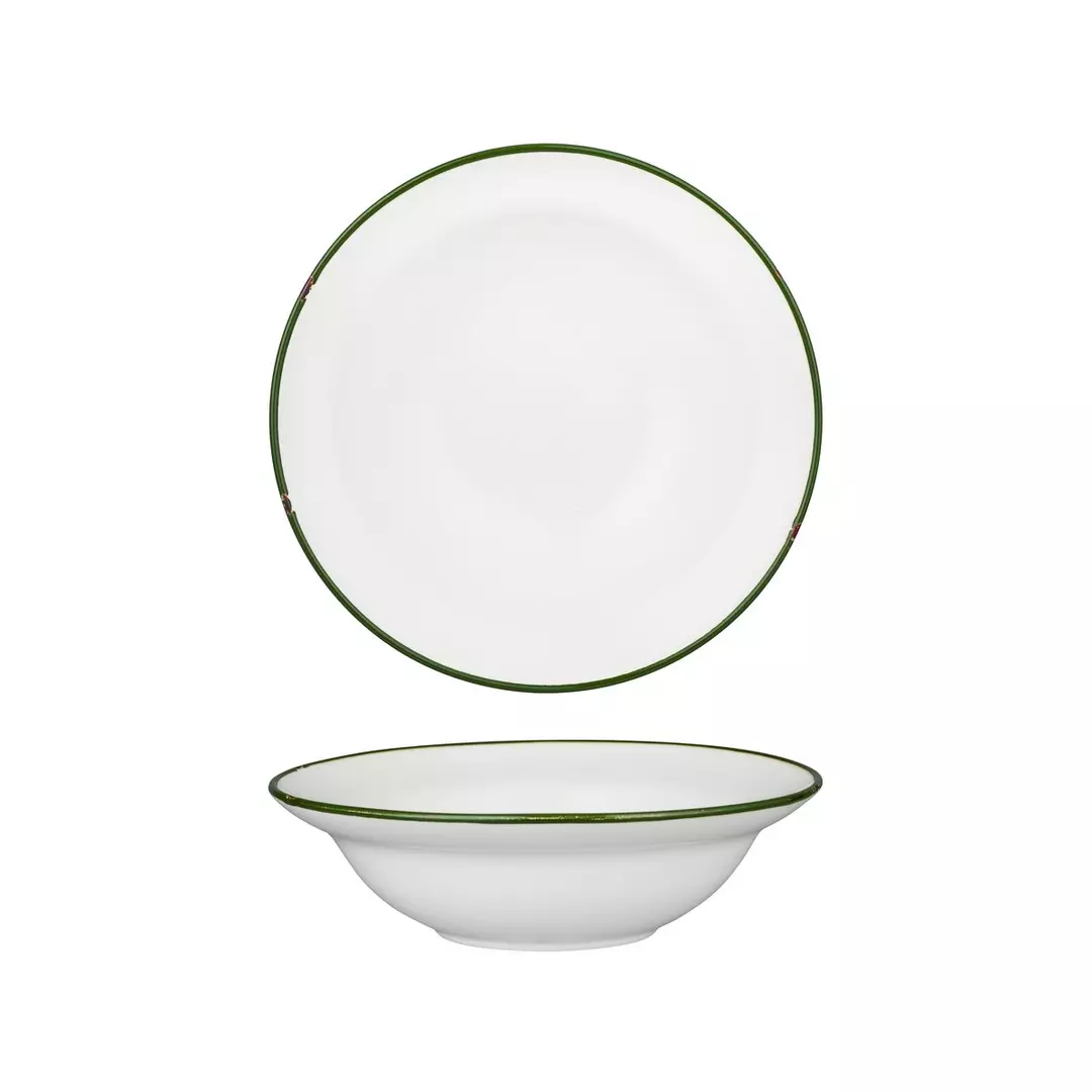 Luzerne TinTin White / Green Round Deep Plate / Bowl 545ml