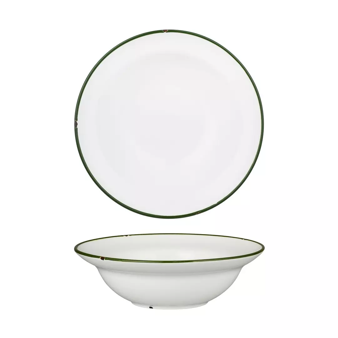 Luzerne TinTin White / Green Round Deep Plate / Bowl 728ml