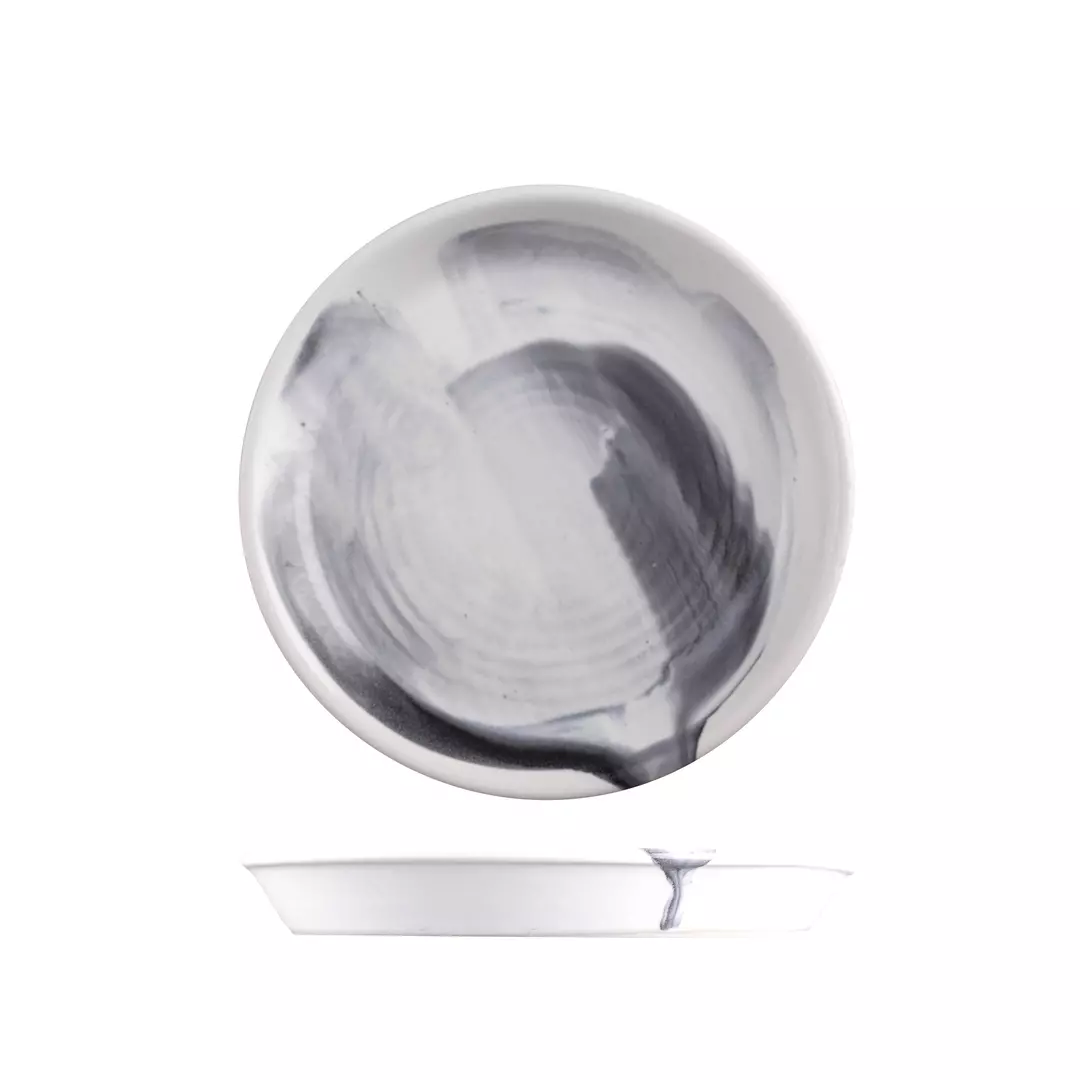 POTTR Finn Black Smoke Round Tapered Plate 170mm