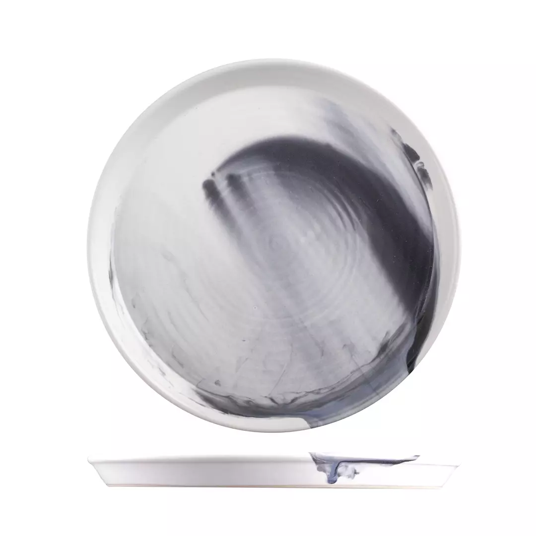 POTTR Finn Black Smoke Round Tapered Plate 270mm