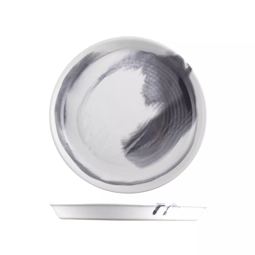 POTTR Finn Black Smoke Round Tapered Plate 230mm