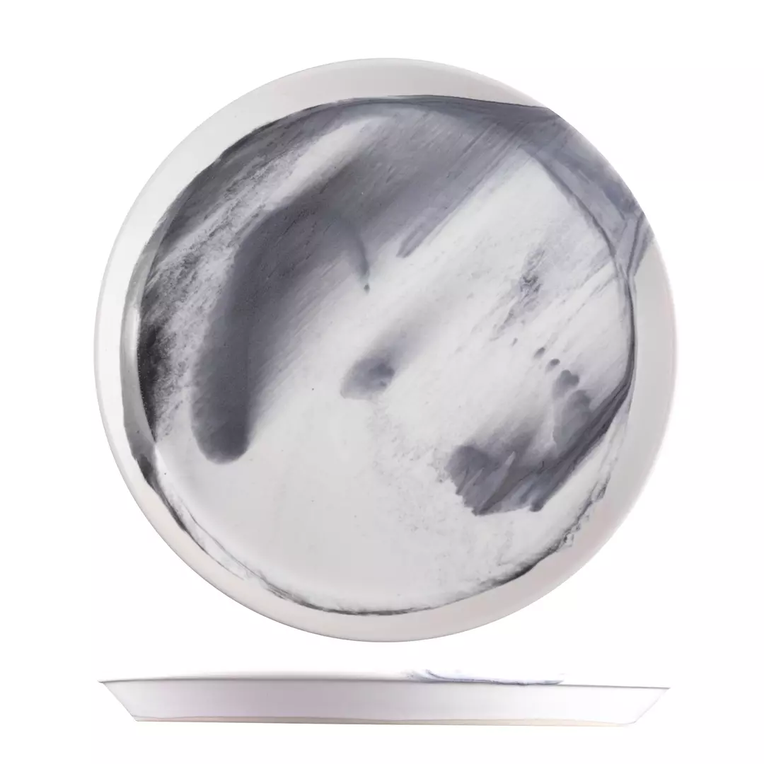 POTTR Finn Black Smoke Round Tapered Plate 290mm