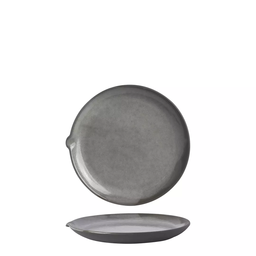 POTTR Gembrook Grey Round Coupe Plate with Spout 255x263x27mm