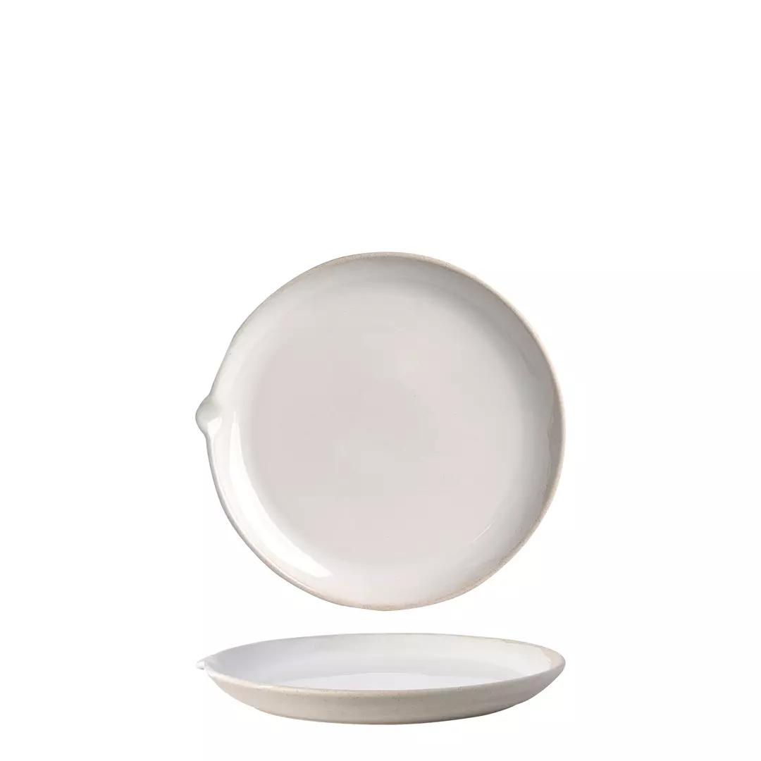 POTTR Gembrook White Round Coupe Plate with Spout 255x263x27mm