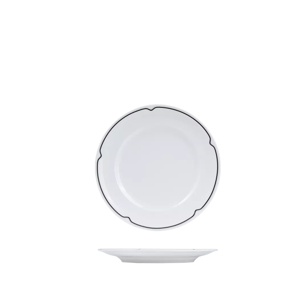 RAK Porcelain Round Plate - Wide Rim 170mm White with Black Line RCFP17-BK
