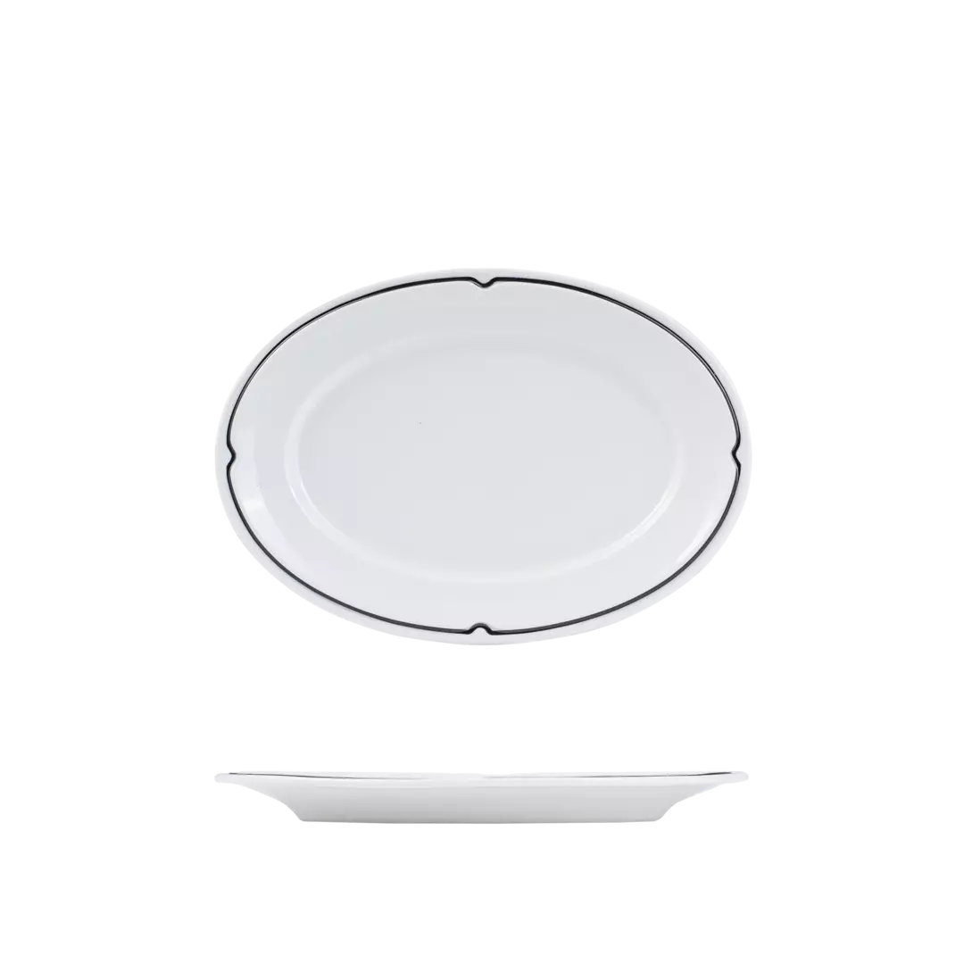 RAK Porcelain Oval Plate - Wide Rim White with Black Line RCOP32-BK