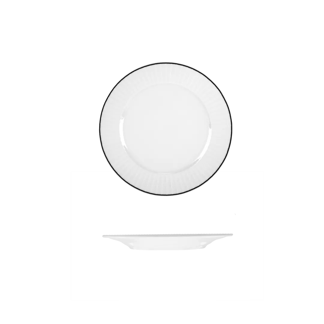 RAK Porcelain Round Plate - Wide Rim 170mm White with Black Line RHRP17-BK