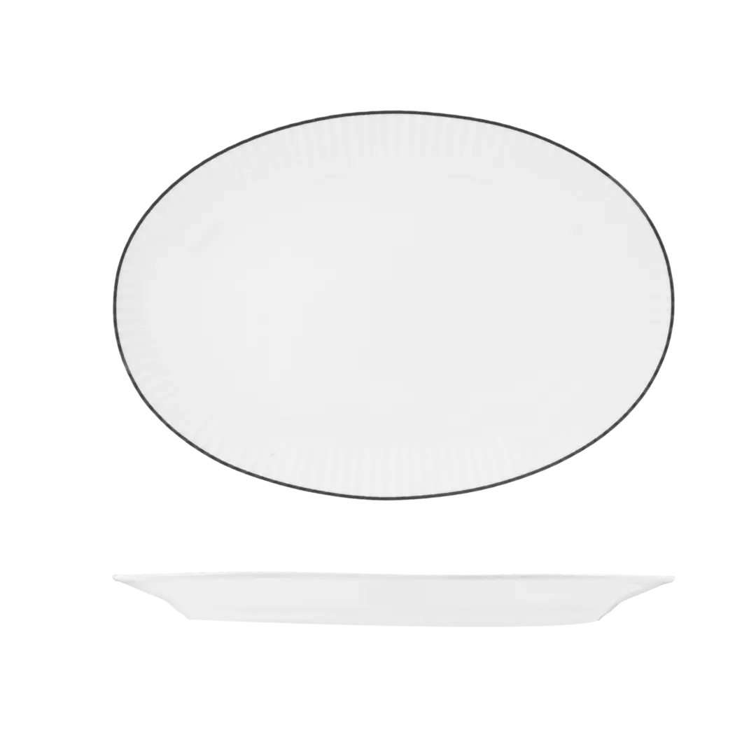RAK Porcelain Oval Plate - Wide Rim White with Black Line RHOP38-BK