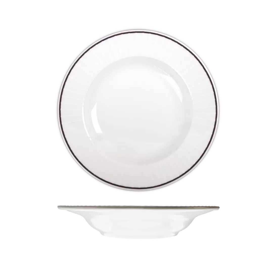 RAK Porcelain Round Bowl - Wide Rim 475ml White with Black Line