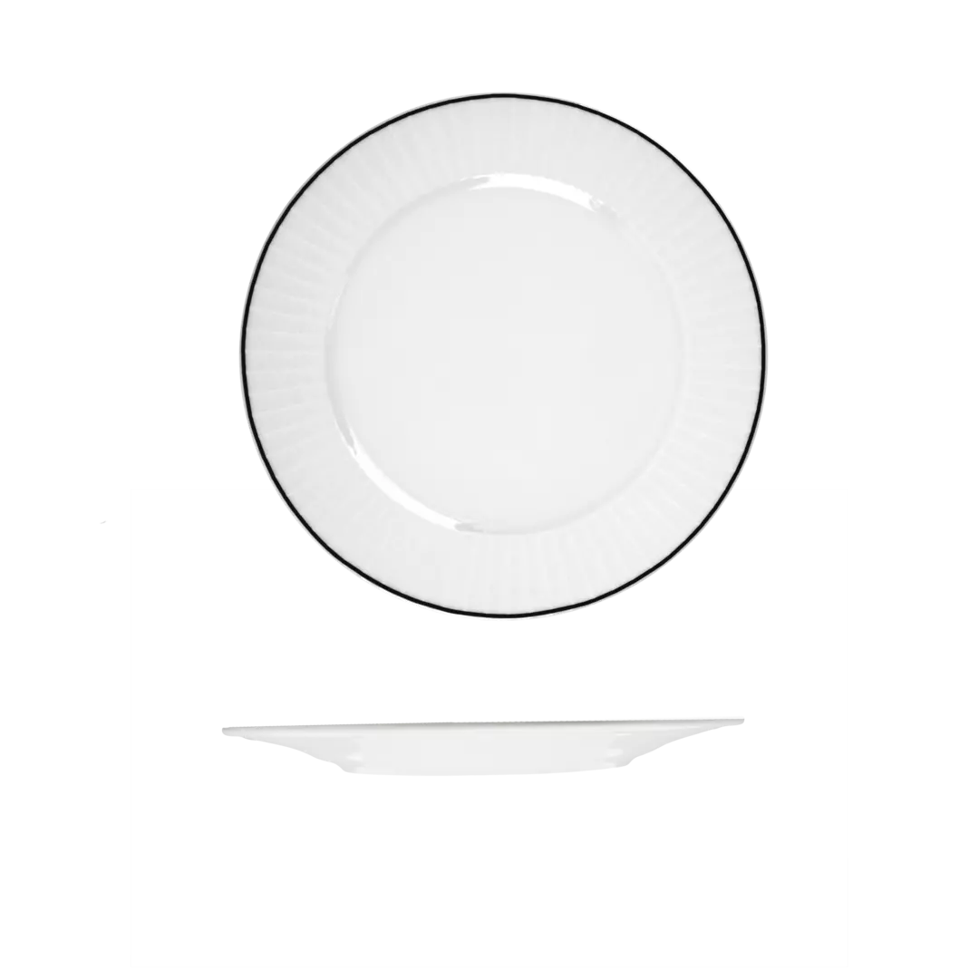 RAK Porcelain Round Plate - Wide Rim 210mm White with Black Line RHRP21-BK