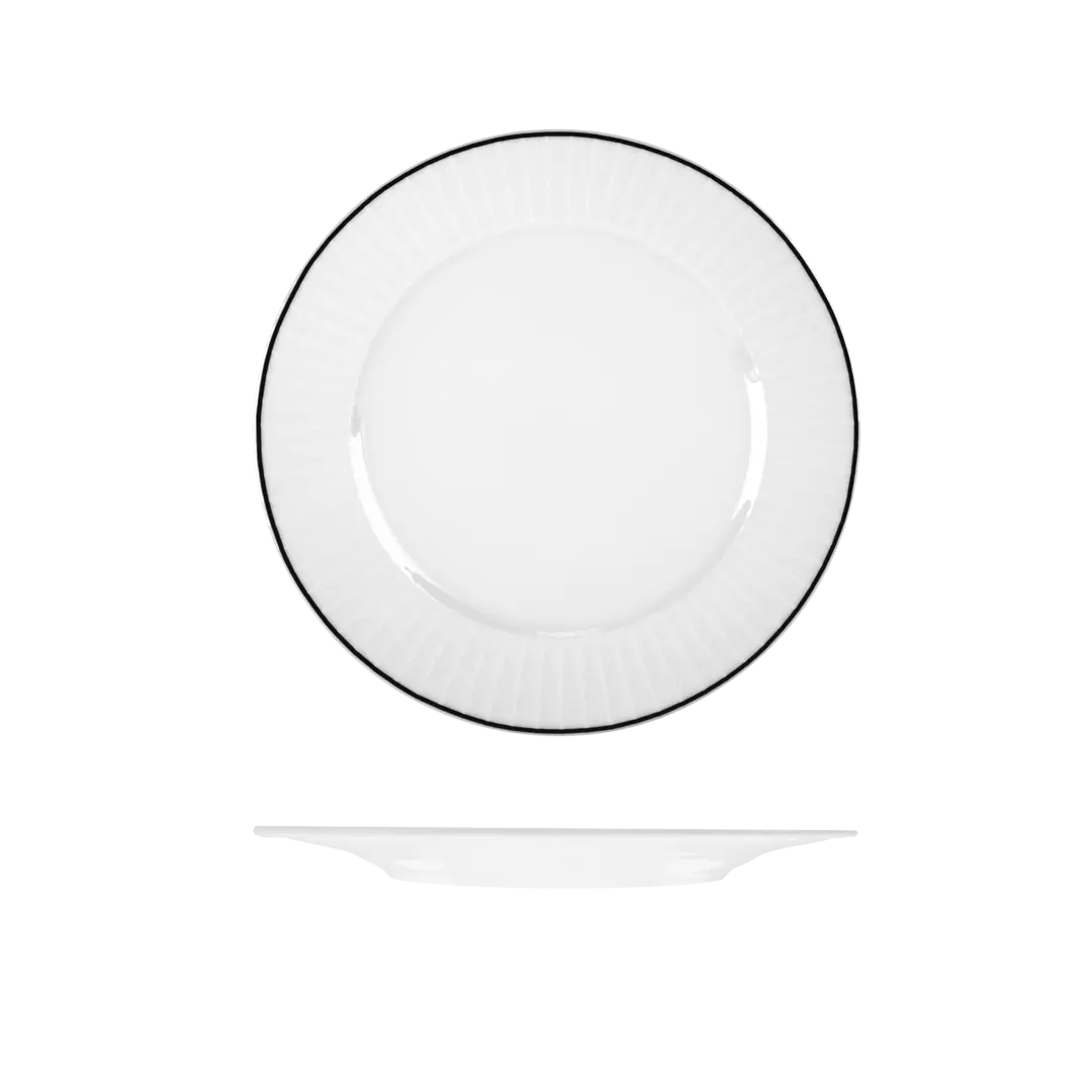 RAK Porcelain Round Plate - Wide Rim 240mm White with Black Line RHRP24-BK