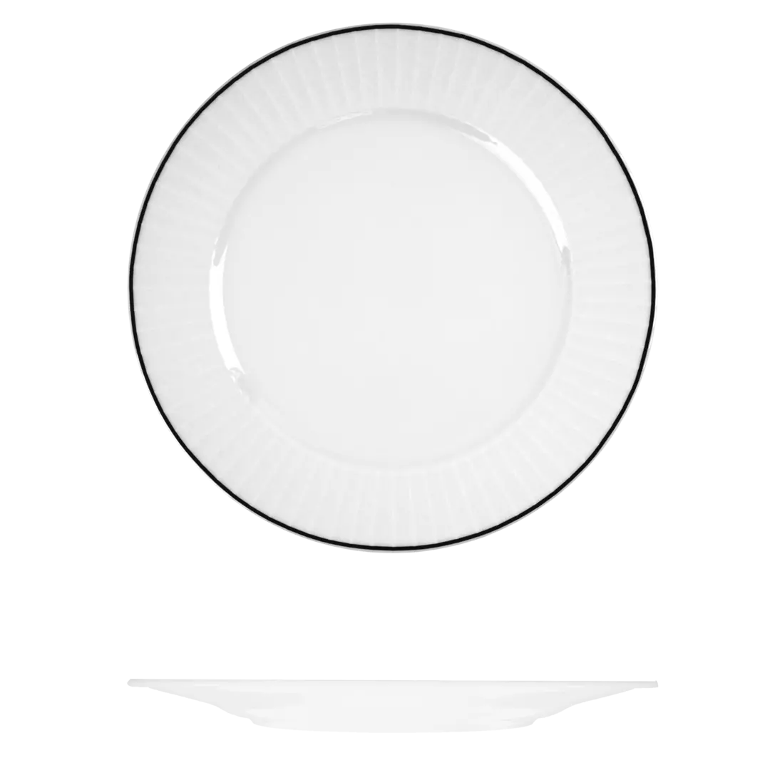 RAK Porcelain Round Plate - Wide Rim 310mm White with Black Line