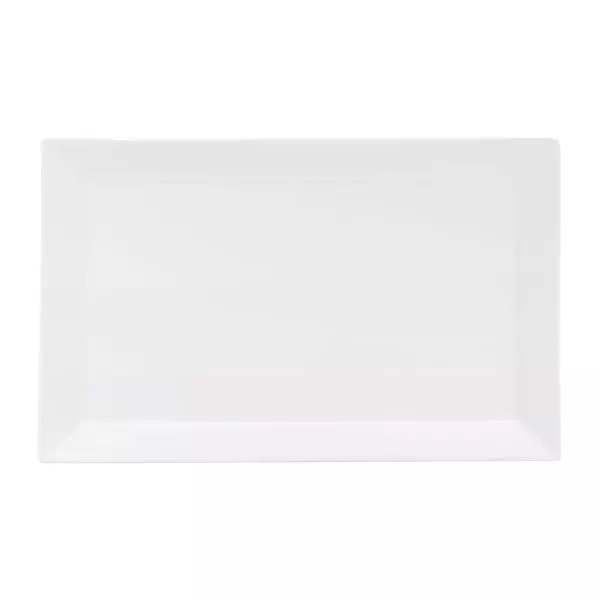 Duraceram Flat Rectangular Platter - Narrow Rim White 96430