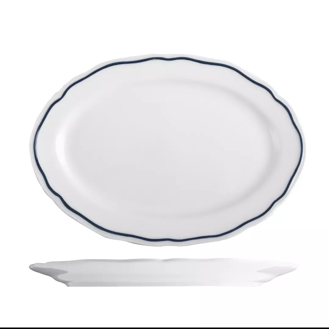 Tuxton Charleston Oval Plate Blue Band TX120232