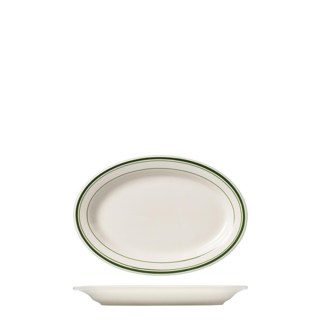 Tuxton Green Bay Oval Plate TX110146