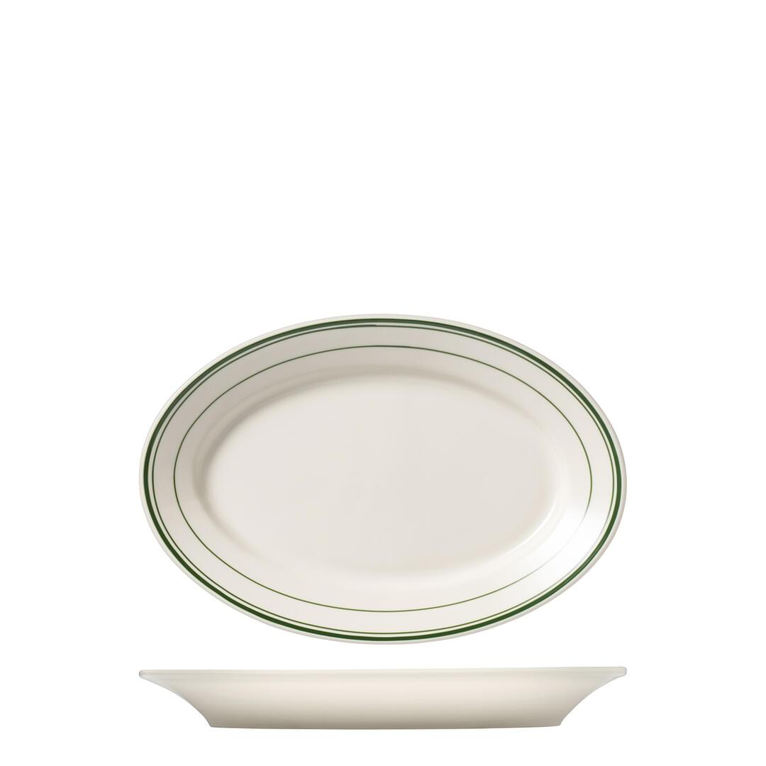 Tuxton Green Bay Oval Plate TX110148