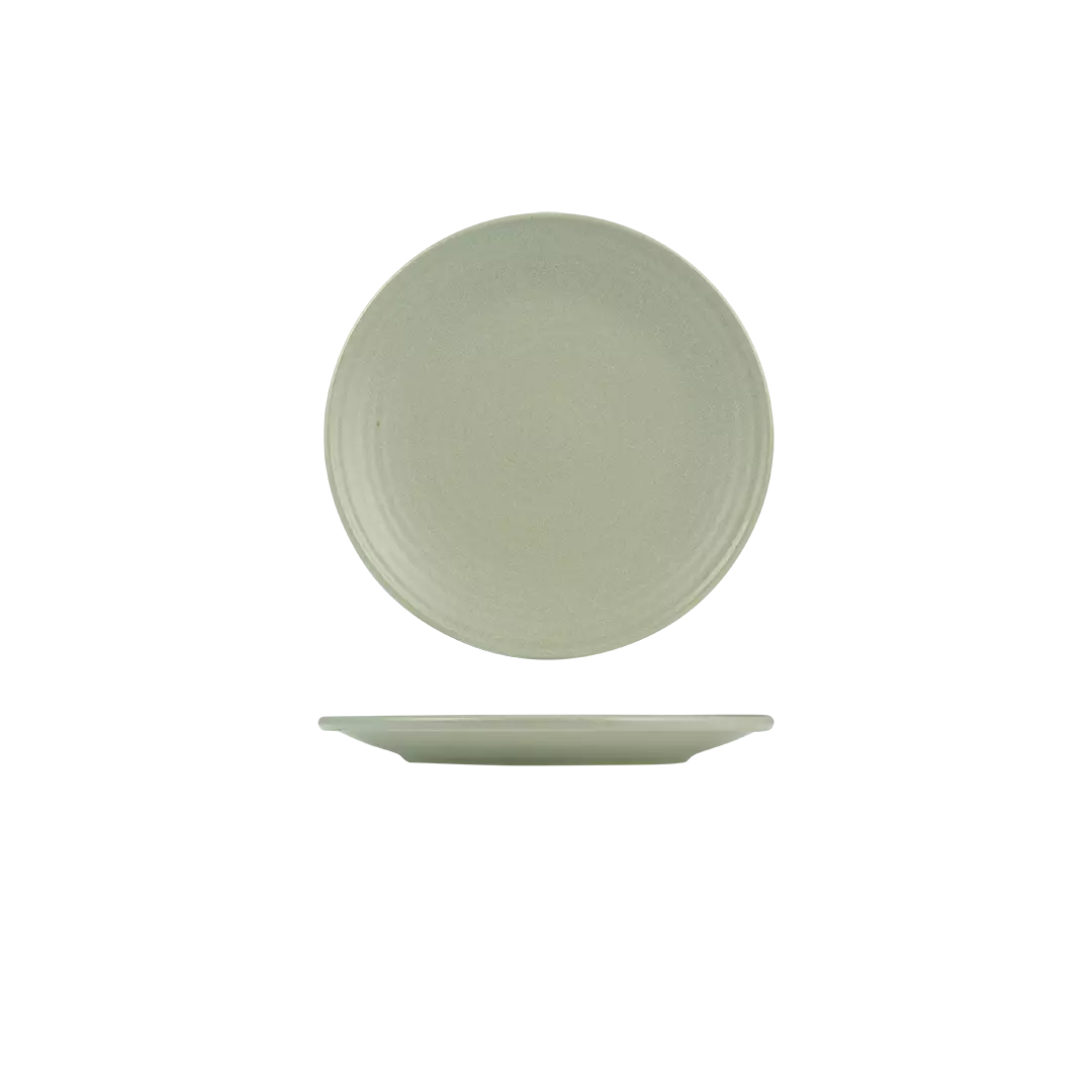 Zuma Round Plate Ribbed - Pearl Pistachio 210mm
