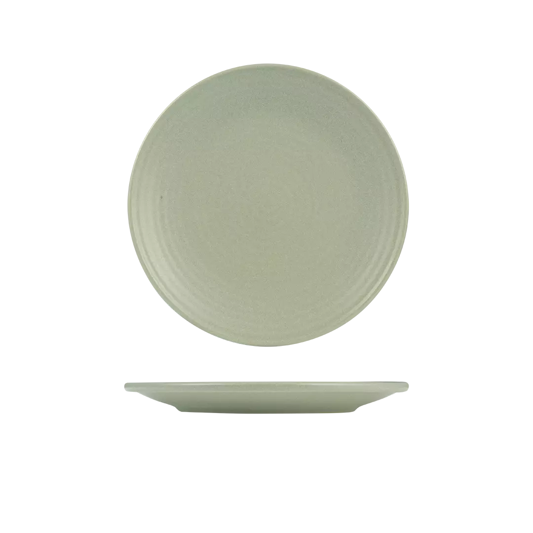 Zuma Round Plate Ribbed - Pearl Pistachio 265mm