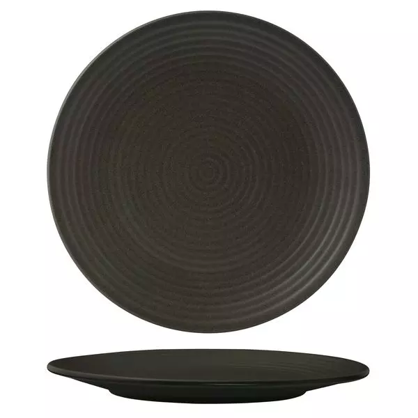 Zuma Round Coupe Plate - Ribbed - Charcoal 310mm