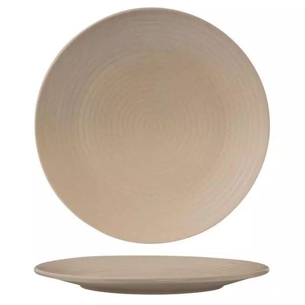 Zuma Round Coupe Plate - Ribbed - Sand 310mm