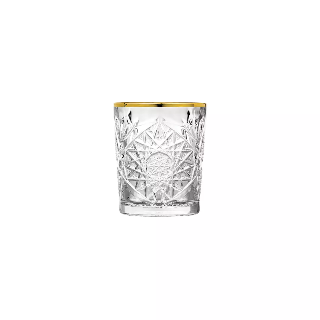 Hobstar Double Old Fashioned - Gold Rim