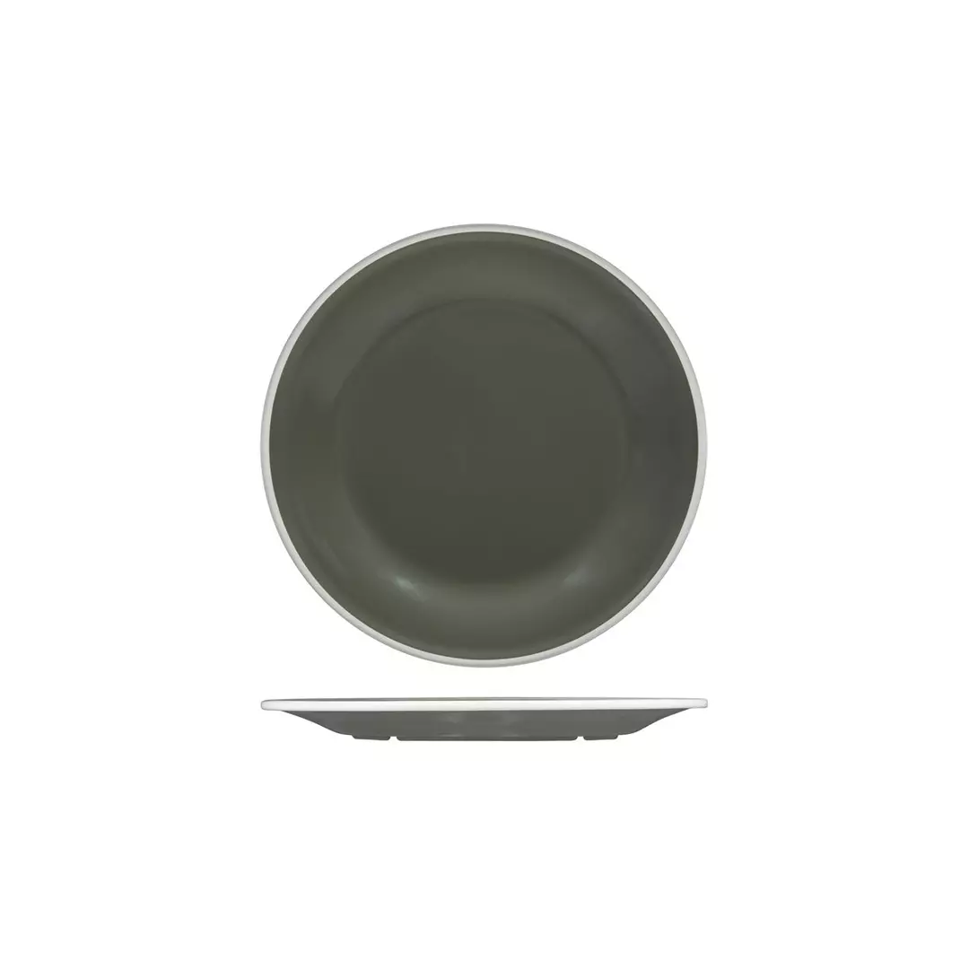 Trenton Evoke Round Plate - Wide Rim 220mm Grey with White Rim