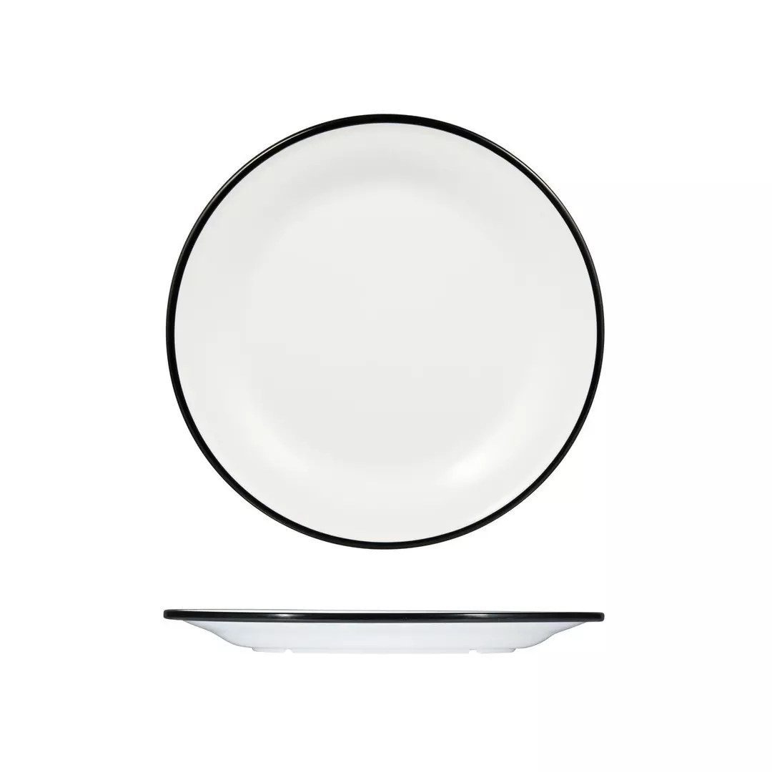 Trenton Evoke Round Plate - Wide Rim 270mm White with Black Rim