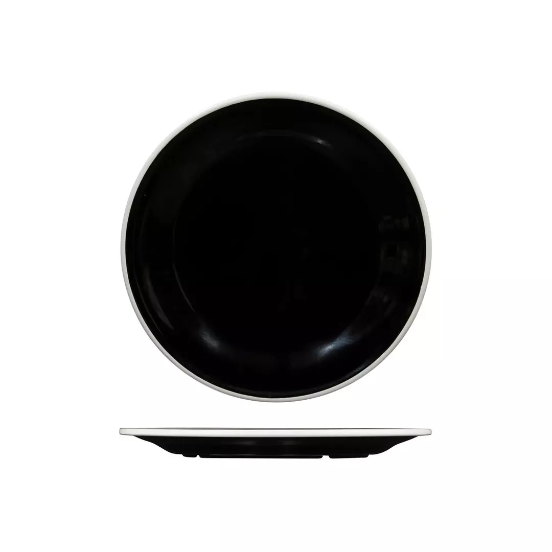 Trenton Evoke Round Plate - Wide Rim 270mm Black with White Rim
