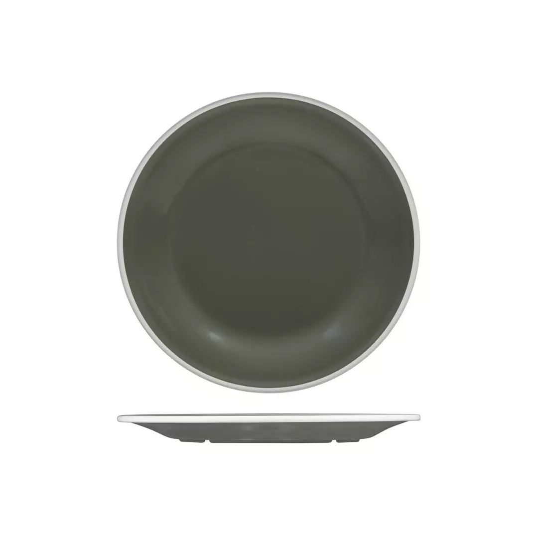 Trenton Evoke Round Plate - Wide Rim 270mm Grey with White Rim