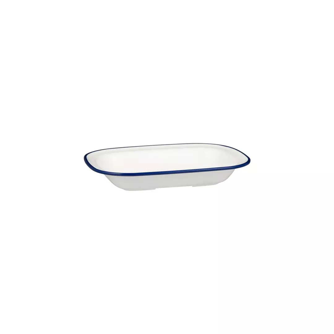 Trenton Evoke Rectangular Platter 400ml White with Blue Rim
