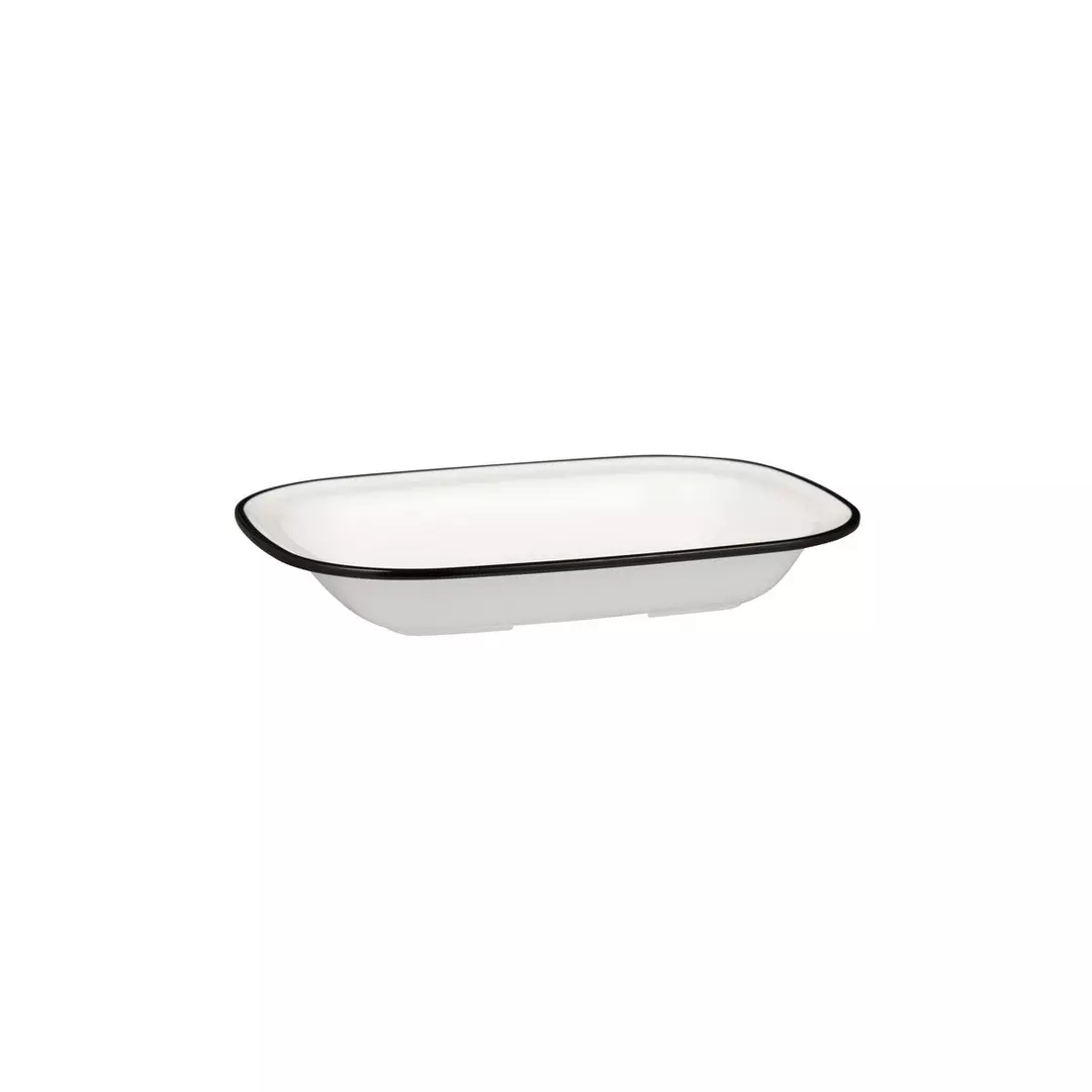 Trenton Evoke Rectangular Platter 580ml White with Black Rim