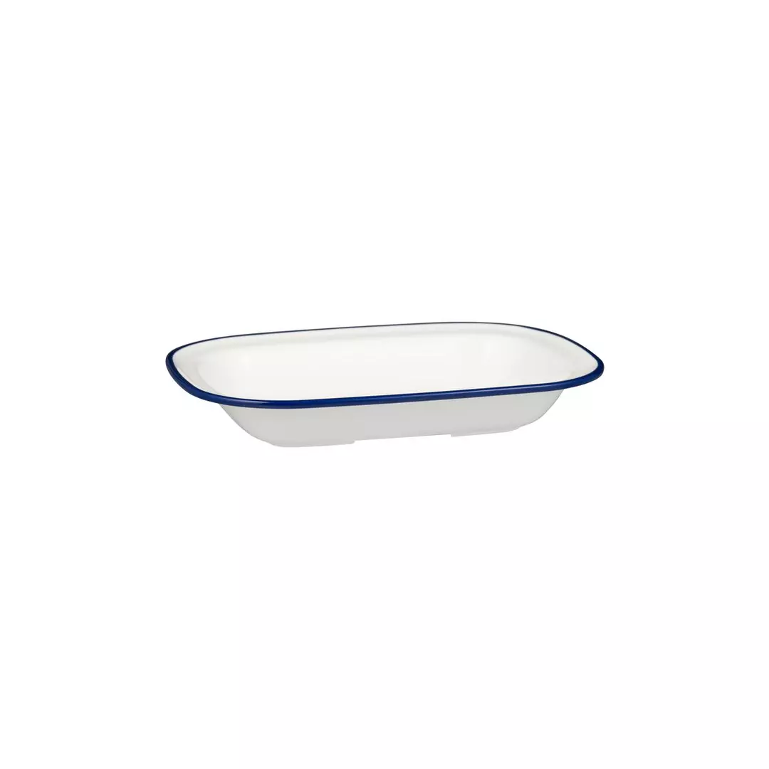 Trenton Evoke Rectangular Platter 580ml White with Blue Rim