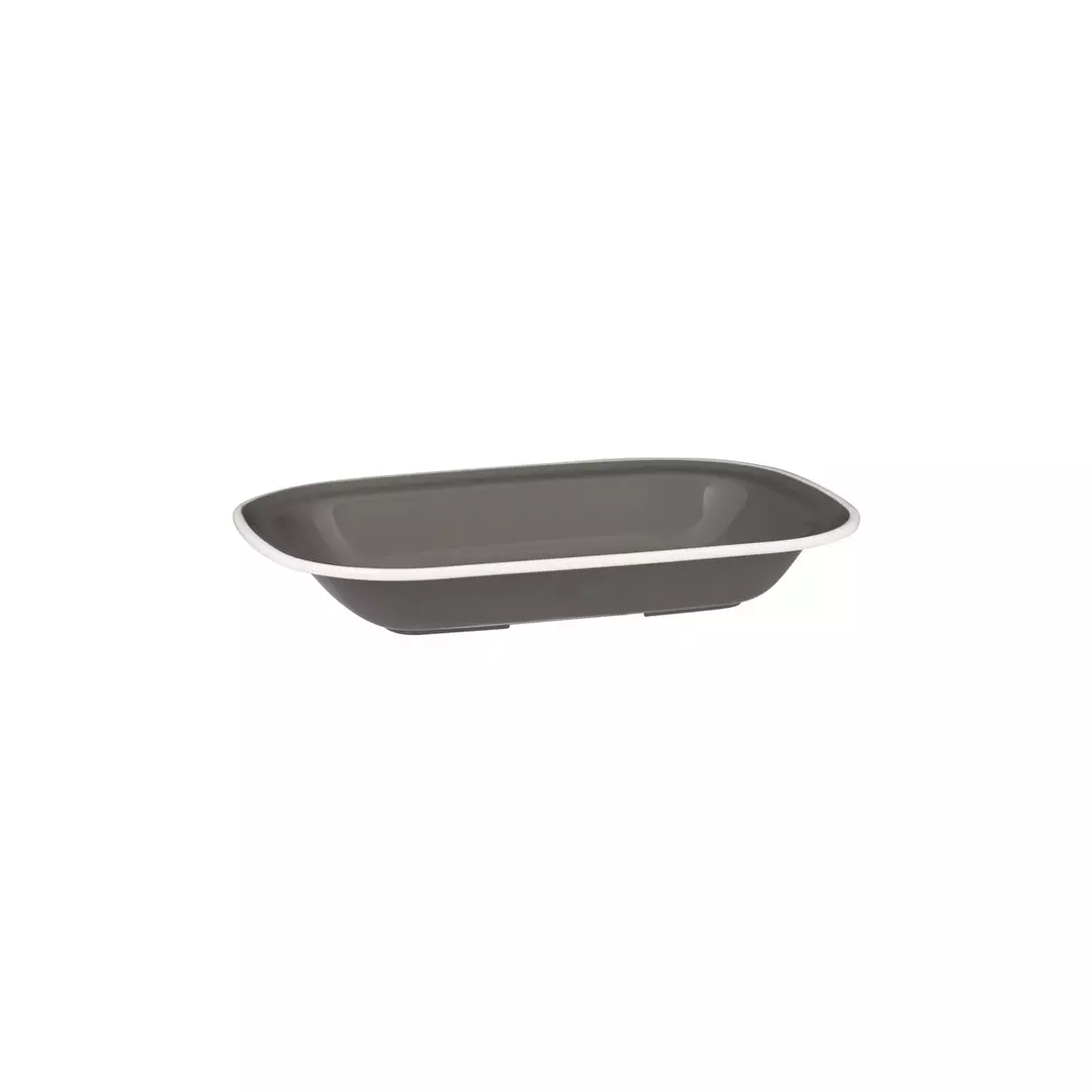 Trenton Evoke Rectangular Platter 580ml Grey with White Rim