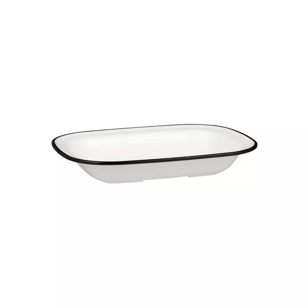 Trenton Evoke Rectangular Dish 900ml White with Black Rim