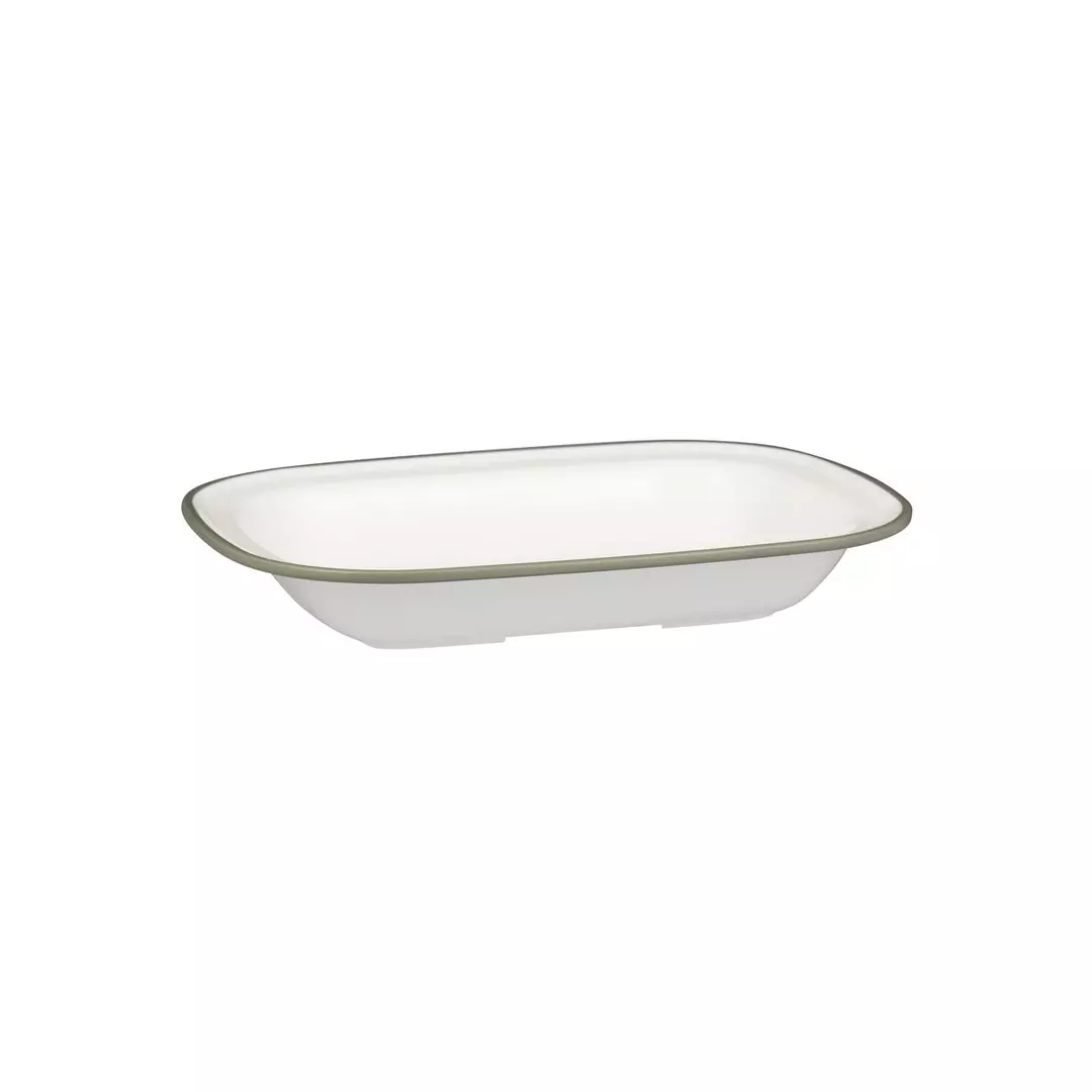 Trenton Evoke Rectangular Dish 900ml White with Grey Rim