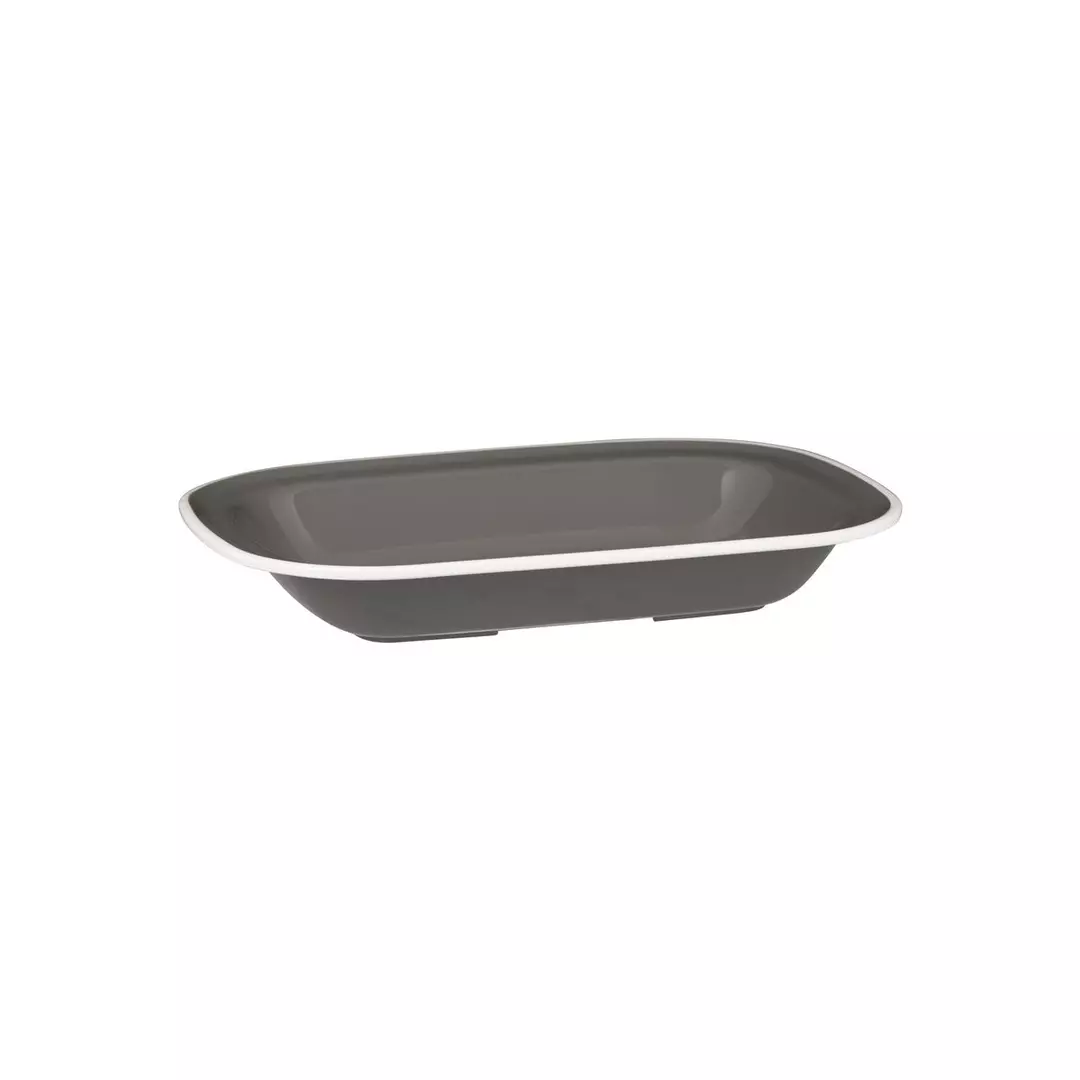 Trenton Evoke Rectangular Dish 900ml Grey with White Rim