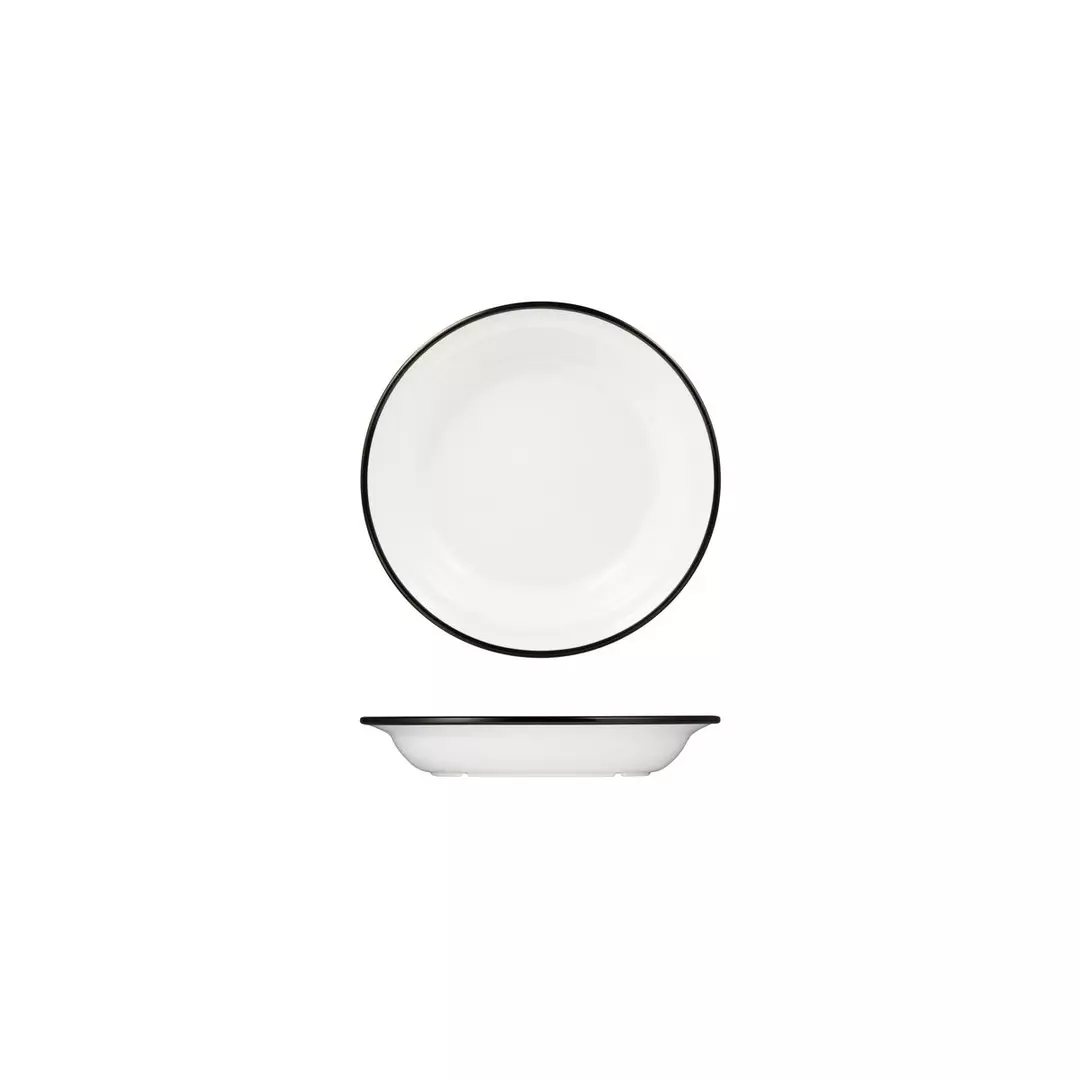 Trenton Evoke Deep Round Plate 380ml White with Black Rim