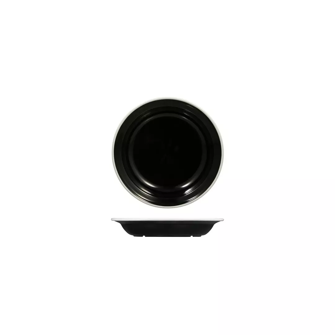 Trenton Evoke Deep Round Plate 380ml Black with White Rim